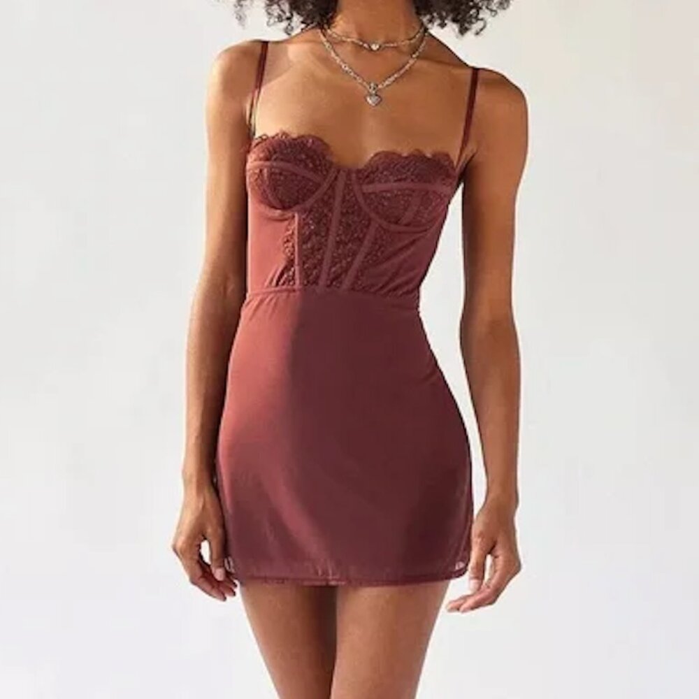 Urban Outfitters Light Before Dark Modern Love Corset Mini Dress
